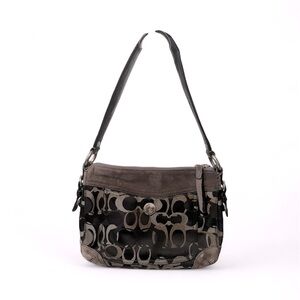 Coach Black and Brown Shoulder Bag with Zipper Closure